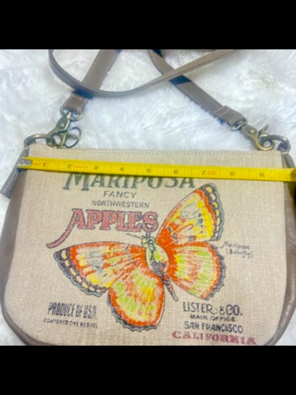 Agnes America Glory Mariposa Beige and Brown Crossbody Bag with Butterfly Design - Picture 10 of 11